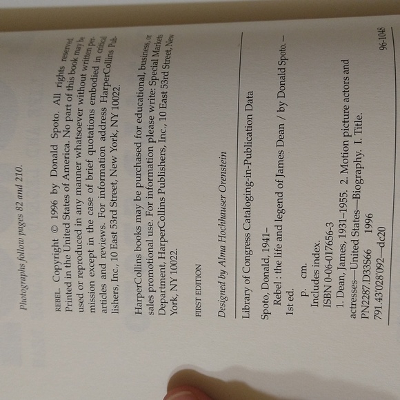 Vintage 1996 Rebel: the Life and Legend of James Dean Book - Picture 5 of 5